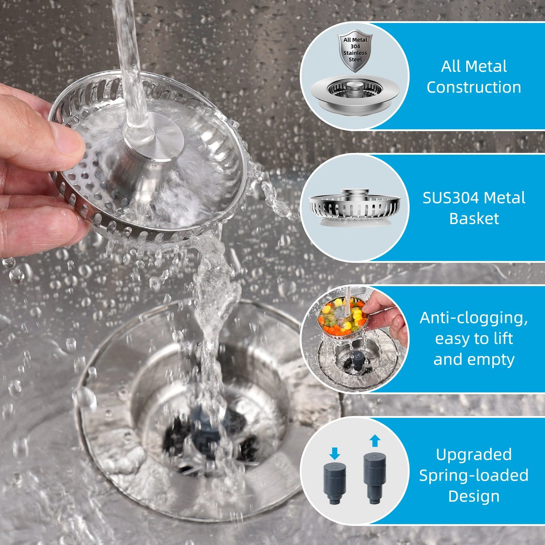 3 in 1 Kitchen Sink Drain Strainer - Image 4