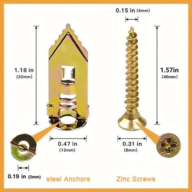 Drywall Expansion Anchors + High Strength Zinc Screws Kit (Pack of 100) - Image 13