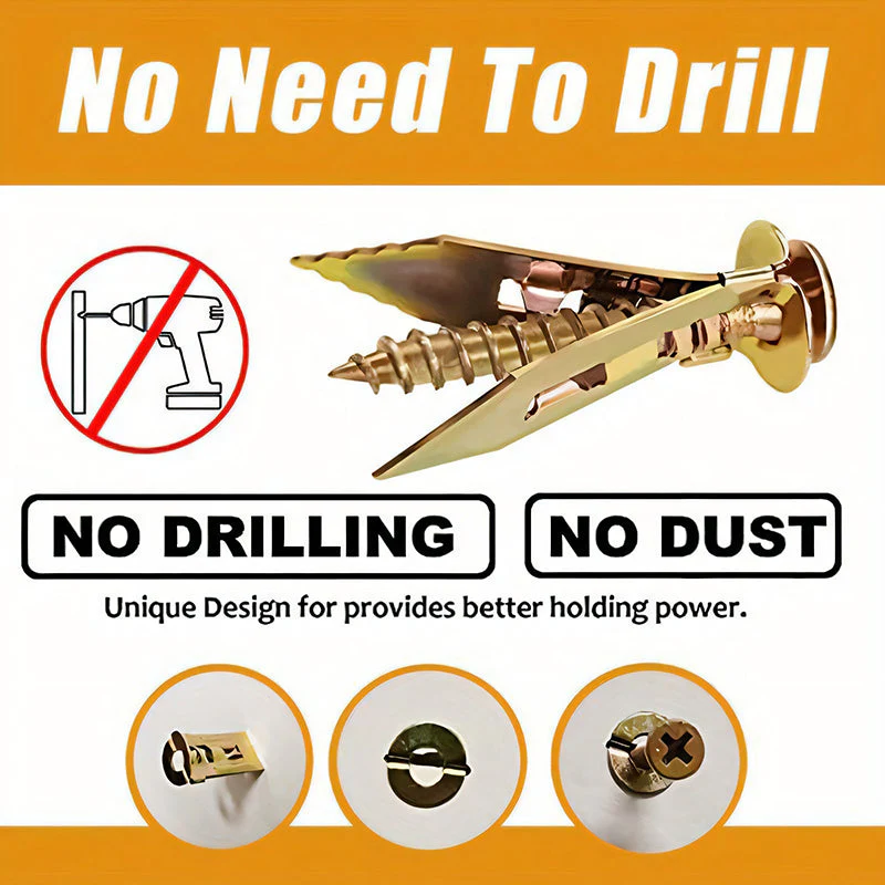Drywall Expansion Anchors + High Strength Zinc Screws Kit (Pack of 100) - Image 4