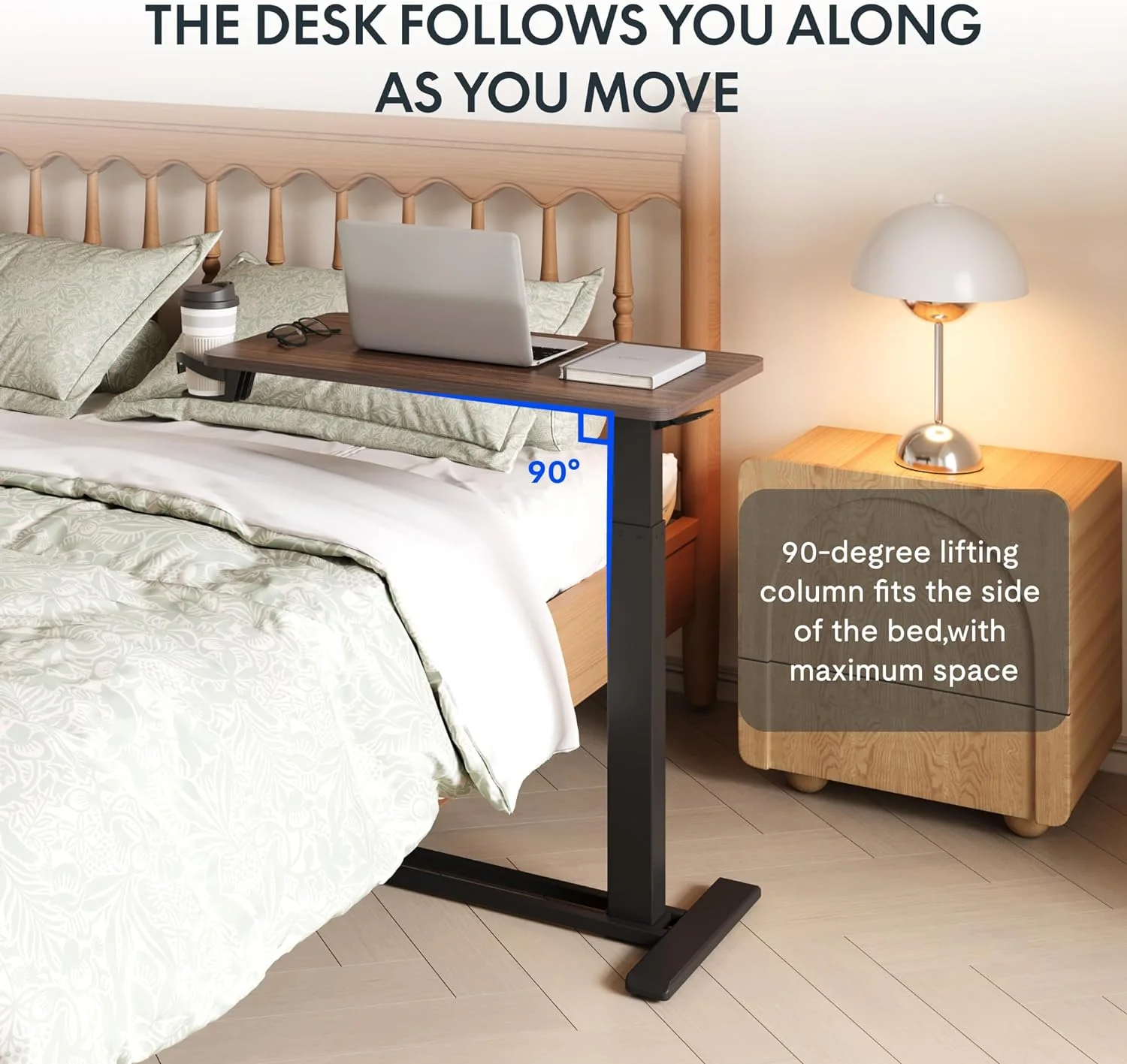 Hidden Casters Adjustable Bedside Table - Image 11