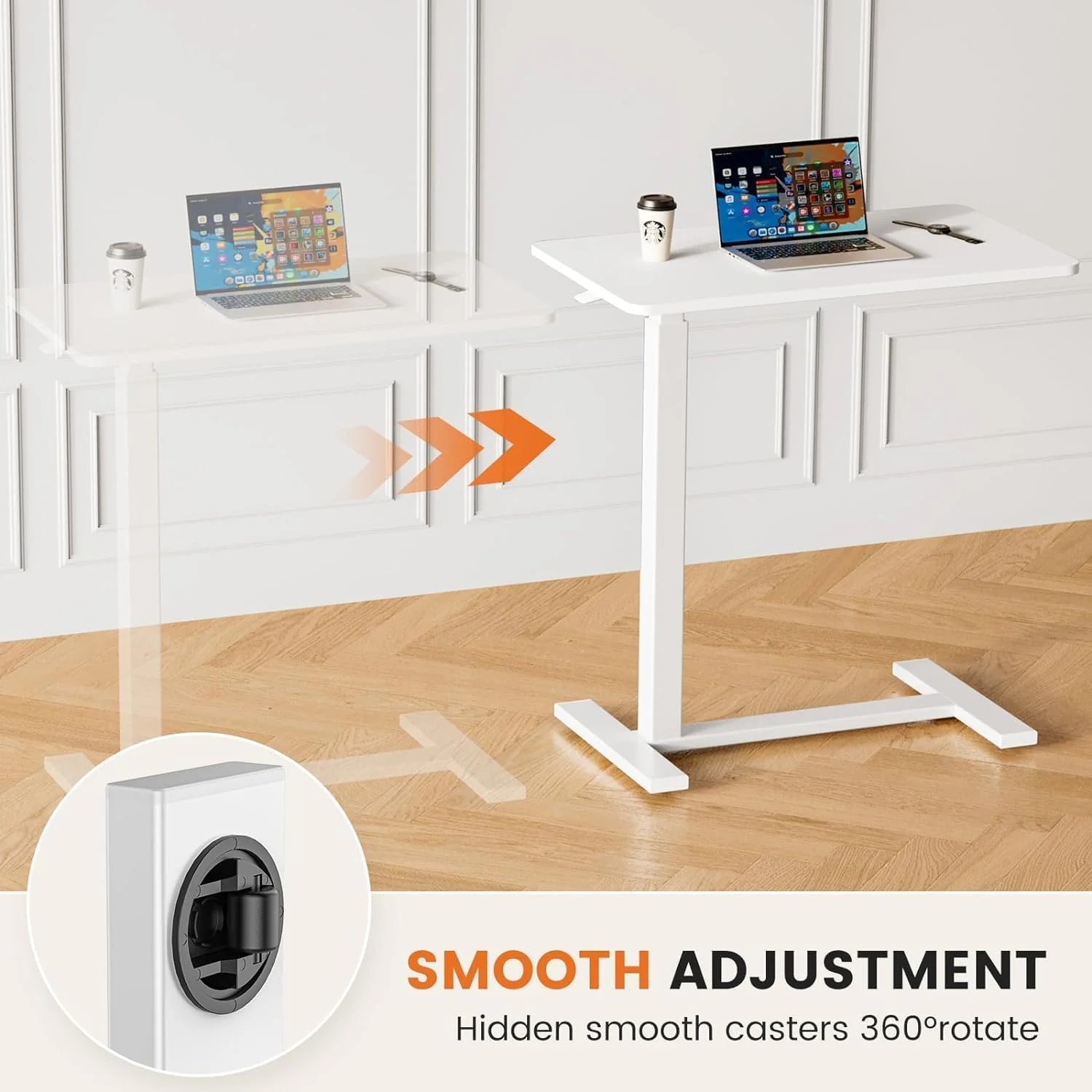 Hidden Casters Adjustable Bedside Table - Image 7