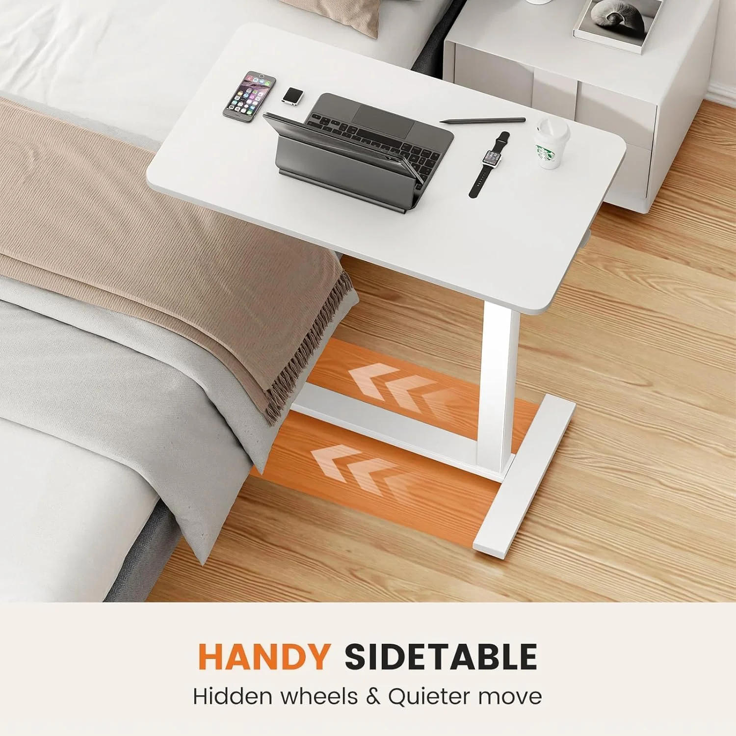 Hidden Casters Adjustable Bedside Table - Image 9